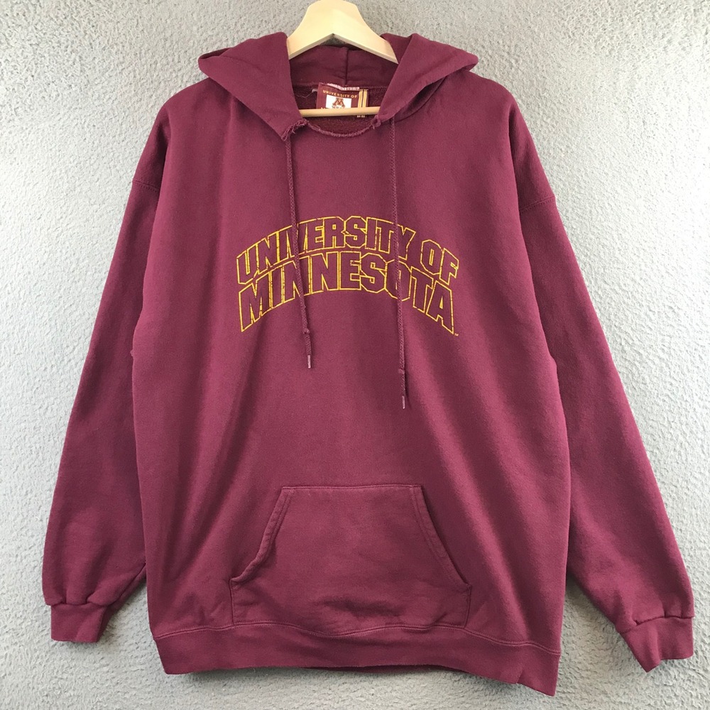 Vintage University of Minnesota Maroon Hoodie Sweatshirt Men's Athletic XL